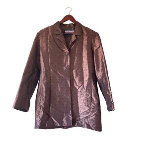 Vintage‎ 90s satin Women's Brown Textured Beaded Blazer Size large